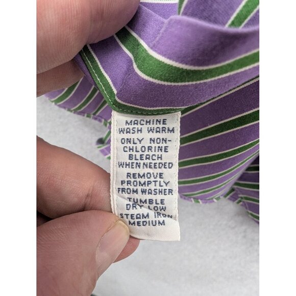 Polo Ralph Lauren Shirt Mens Large Purple Green Striped Regent Classic Fit Dress - Picture 8 of 8